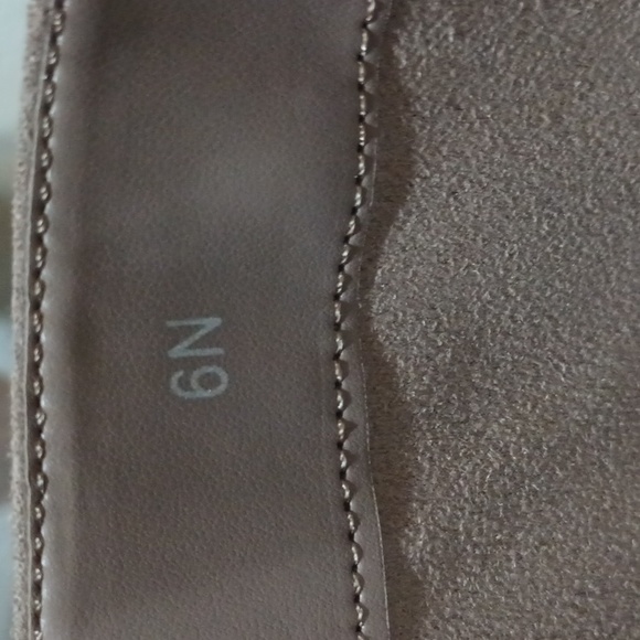 BellaVita Tall Harness Buckle Fashion BlockHeel Boots Taupe Suede - Picture 9 of 14